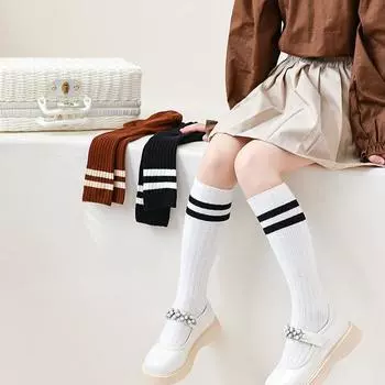 1 пара носков до колена для детей, весна-осень, для мальчиков и девочек, простые, спортивные, шикарные, полосатые носки для теленка, модные, школьные, детские носки S