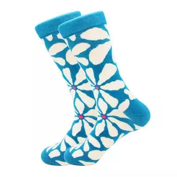 1 пара носков до середины икры в японском стиле из чистого хлопка с цветочным принтом, милые и модные One Size