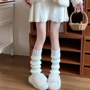 1 пара носков-фонариков, осенне-зимние женские ворсовые носки, модные вязаные носки средней длины, сохраняющие тепло, манжеты для ботинок чёрный