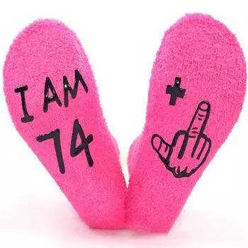 1 пара носков на день рождения из кораллового флиса, противоскользящие, высокоэластичные, средней длины, носки для возраста, теплые зимние носки для мамы, бабушки, жены, подарка на пенсию розы красного