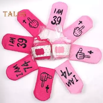 1 пара носков на день рождения из кораллового флиса, противоскользящие, высокоэластичные, средней длины, носки для возраста, теплые зимние носки для мамы, бабушки, жены, подарка на пенсию розы красного