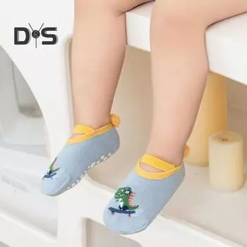 1 пара носков на шнуровке, нескользящие, мягкие, очаровательные, не падающие, повседневные хлопковые носки-поло для маленьких детей на осень M синий