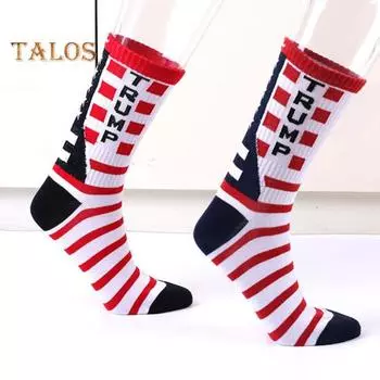 1 пара носков, полосатые носки средней длины Trump, соответствующие цвета, высокая эластичность, противоскользящие, мягкие дышащие, повседневные спортивные носки унисекс на четыре сезона One Size A