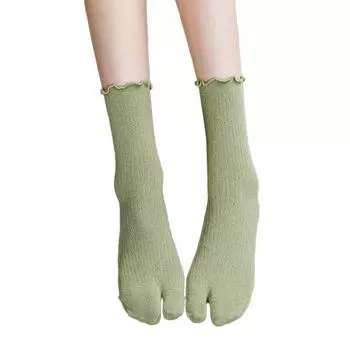 1 пара носков с двумя пальцами цвета хлопка, женские носки с раздельным носком, дышащие носки средней длины, повседневные носки с двумя пальцами, нескользящие