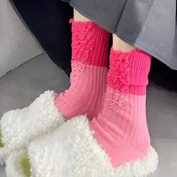 1 пара носков с выемками, скрепленных вместе, носки для нищих, цветные носки со средней трубкой и отверстиями, столкновение цветов чёрный/оранжевый