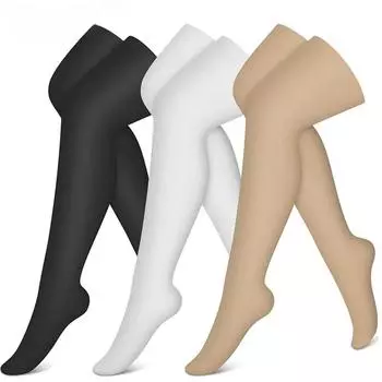 1 пара носков с высокой степенью сжатия для женщин и мужчин, циркулирующая выше колена, лучшая поддержка для бега, путешествий бежевый