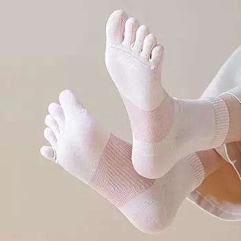 1 пара носков средней длины с разделяющимися пальцами, мягкие, устойчивые к запахам, носки в спортивном стиле с пятью пальцами, антибактериальный хлопок