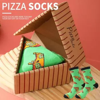 1 пара носков средней длины унисекс пицца с оригинальным и причудливым креативным и интересным праздничным подарком Подходит для Пасхи One Size