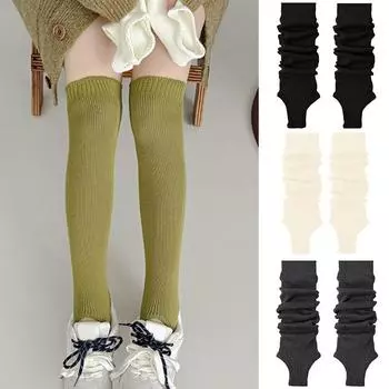 1 пара носков Step On Foot, модные, толстые, универсальные, полотняного переплетения, однотонные, утолщенные, для голени чёрный