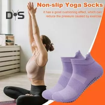 1 пара носков унисекс для пола, противоскользящие, силиконовая подошва, средняя часть, без запаха, утолщенные, теплые, однотонные, высокая эластичность, впитывающие пот, не садятся, спортивные фиолетовый