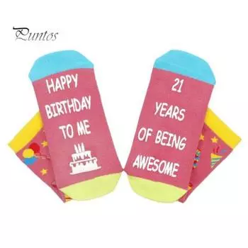 1 пара носков унисекс на день рождения с аппликацией из букв, средней длины, толстые, сохраняющие тепло, носки-тапочки со скрытым дизайном в виде благословения, противоскользящие, трикотажные, повседневная одежда, спорт A