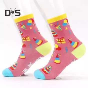 1 пара носков унисекс на день рождения с буквенным принтом, средней длины, толстые, сохраняющие тепло, носки-тапочки со скрытым благословением, нескользящие, трикотажные, повседневные, спортивные носки F