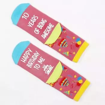 1 пара носков унисекс на день рождения с буквенным принтом, средней длины, толстые, сохраняющие тепло, носки-тапочки со скрытым благословением, нескользящие, трикотажные, повседневные, спортивные носки