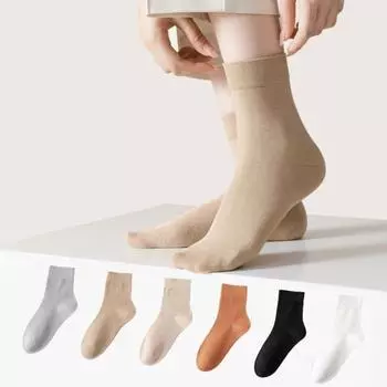 1 пара носков унисекс, средней длины, без запаха, однотонные, высокая эластичность, противоскользящие, дышащие, мягкие, впитывают пот белый