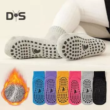 1 пара носков унисекс средней длины без запаха утолщенные теплые однотонные силиконовые носки высокая эластичность нескользящие впитывающие пот не садятся спортивные зимние жёлтый