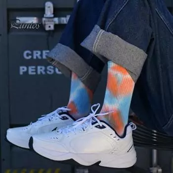 1 пара носков унисекс средней длины с принтом тай-дай, без запаха, тонкие, высокоэластичные, нескользящие, впитывающие пот, не садятся, спортивные, всесезонные, баскетбольные, до щиколотки