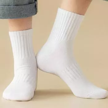 1 пара носков, утолщенные, эластичные, противоскользящие, однотонные носки-полы в тон, теплые, мягкие, не впитывающие пот, носки для четырех сезонов светло-серый