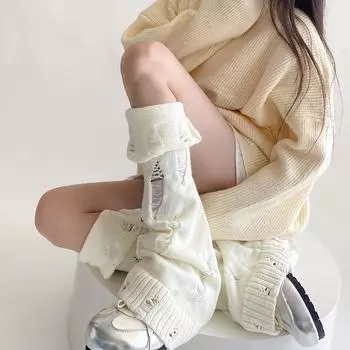 1 пара носков вязаные эластичные дырочки носки нищенские ворсовые носки серый