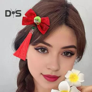 1 пара новогодних заколок-клипс с бантом и кисточками, детские заколки для волос, декоративные заколки для волос из смолы в виде змеи D