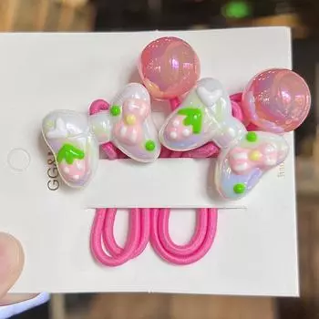 1 пара Новые милые нарисованные от руки граффити бантики Принцесса головные уборы Детские эластичные резинки для волос Детские веревки для волос Аксессуары для волос для девочек