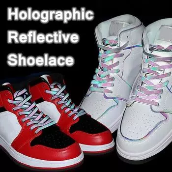 1 пара новых голографических светоотражающих шнурков, крутые кроссовки, кроссовки для бега, шнурки для взрослых и детей, спортивные белые шнурки со звездами 120cm