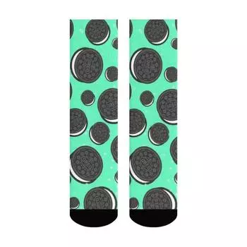 1 пара новых модных мужских и женских носков до середины икры с причудливыми принтами печенья, из высококачественного полиэстера, уличный стиль, длинные носки