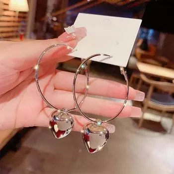1 пара новых модных женских простых сережек-колец в форме сердца, серьги-сердечки, индивидуальные серьги-кольца, модные украшения, подарки на день рождения LXY золотой