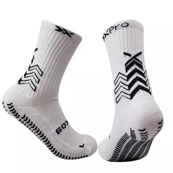 1 пара новых популярных футбольных носков 2024 года, противоскользящие футбольные носки, мужские спортивные носки, высококачественная махровая подошва, звездный стиль красный