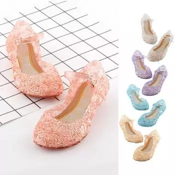 1 пара обуви для девочек, очаровательные детские сандалии на высоком каблуке из ПВХ, удобные детские сандалии для дома 34 розовый