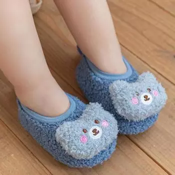 1 пара обуви для кроватки, ультра-толстые носки из смешанной ткани с мультяшным узором для новорожденных, утолщенные туфли для кроватки, домашние носки 12cm светло-синий