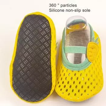 1 пара обуви для малышей, дышащие, не заложенные, противоскользящие, для первых ходунков, сетчатые носки для малышей, для малышей S жёлтый