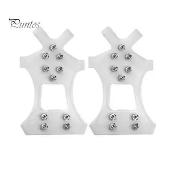 1 пара обуви Кошки с 10 зубьями из нержавеющей стали Нескользящие чехлы для обуви Шипы Сцепление со снегом Ледоходные зимние ботинки для ходьбы на открытом воздухе Скалолазание Пеший туризм S