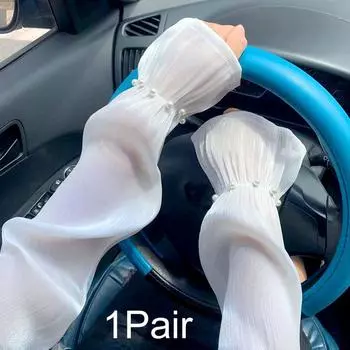 1 пара однотонных мягких дышащих солнцезащитных перчаток с защитой от ультрафиолета, тонкие рукава, эластичные варежки без пальцев из ледяного шелка, защита рук белый