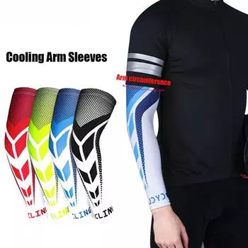 1 пара охлаждающих нарукавников для мужчин и женщин, спортивные рукава с защитой от ультрафиолета для бега, езды на велосипеде, баскетбола, футбола, волейбола M чёрный
