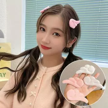 1 пара OOTD заколка для волос с крыльями ангела, плюшевая заколка для волос, детская стильная заколка для волос, заколка для волос, аксессуары для волос белый