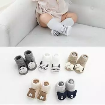 1 пара осенне-зимних детских мягких теплых хлопковых нескользящих домашних носков с изображением милых животных-кукол для новорожденных детей, носки для девочек и мальчиков XS