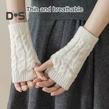 1 пара осенне-зимних перчаток с полупальцами, трикотажные, высокоэластичные, нескользящие, утеплители для запястий, однотонные, сохраняющие тепло, ветрозащитные, для велоспорта, письма и набора текста темно-серого