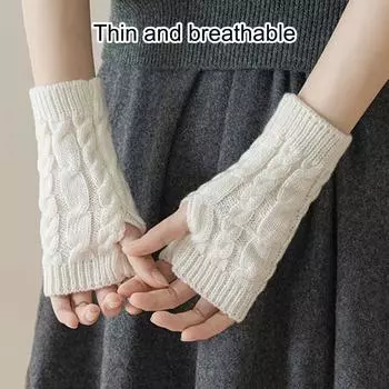 1 пара осенне-зимних перчаток с полупальцами, трикотажные, высокоэластичные, нескользящие, утеплители для запястий, однотонные, сохраняющие тепло, ветрозащитные, для велоспорта, письма и набора текста темно-серого