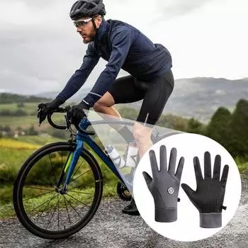 1 пара осенне-зимних велосипедных перчаток, теплых, с сенсорным экраном, нескользящих, ветронепроницаемых, водонепроницаемых, холодных чёрный