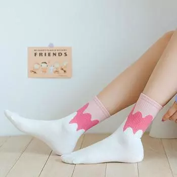 1 пара осенне-зимних женских хлопковых теплых носков карамельного цвета средней длины