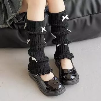 1 пара осенних теплых гетр для детей, шикарные милые балетные носки с бантом из трикотажной пряжи, зимние модные милые ворсовые носки, гетры