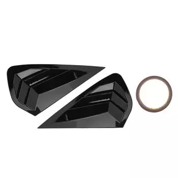 1 пара отделки для жалюзи на заднее боковое окно, глянцевая черная, устойчивая к царапинам, отделка для боковых вентиляционных отверстий
