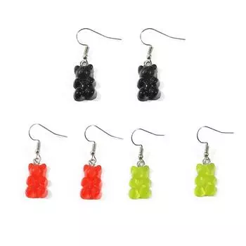 1 пара/пакет акриловых серег с медведем для ювелирных аксессуаров 3.6*1cm 1pair/bag