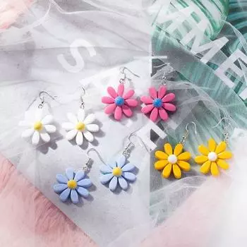 1 пара/пакет, простые сладкие серьги-ромашки ярких цветов для повседневных ювелирных аксессуаров 4*2cm 1pair/bag