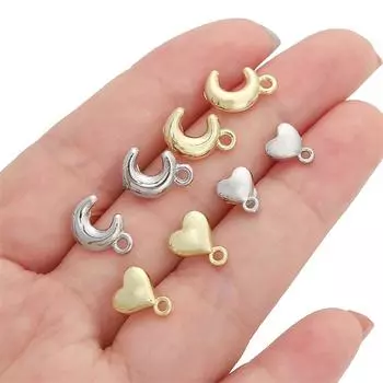 1 пара/упаковка серьги-гвоздики из сплава в форме луны и сердца для самостоятельного изготовления ювелирных изделий 7x8mm серебряный