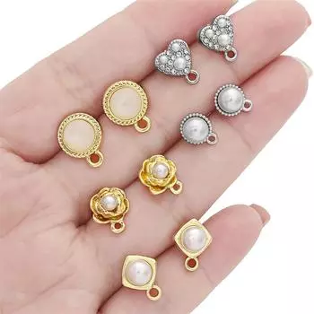 1 пара/пакет, серьги из сплава с имитацией кошачьего глаза, жемчугом и сердцем с бриллиантами для изготовления ювелирных изделий своими руками 11x9mm серебряный