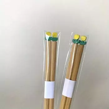 1 пара палочек для еды Ins Wind Lovely Tulip, практичные бамбуковые палочки для еды, для семейного банкета, одноцветная вставка, красочное украшение в виде тюльпана 1pair жёлтый