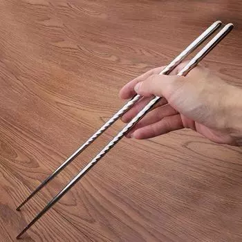 1 пара палочек для еды из нержавеющей стали, длинные палочки для жарки one size