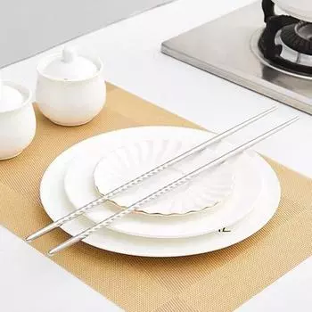 1 пара палочек для еды из нержавеющей стали, длинные палочки для жарки