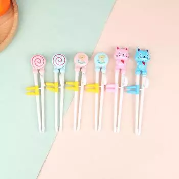 1 пара палочек для еды пластиковые детские мультяшные обучающие палочки для еды тренировочные палочки для еды